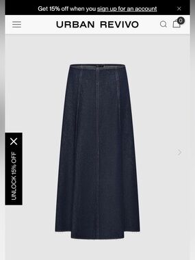 Urban Revivo Dark Blue Denim Maxi Skirt with raw hem